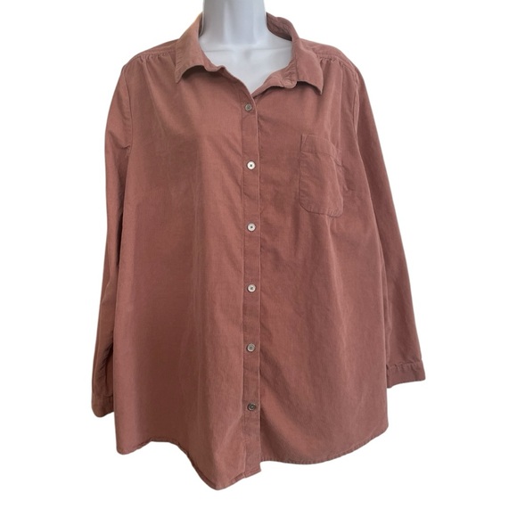 J. Jill Womens Size XL Dusty Rose Pink Corduroy Long Sleeve Button Down Shirt - Picture 1 of 8